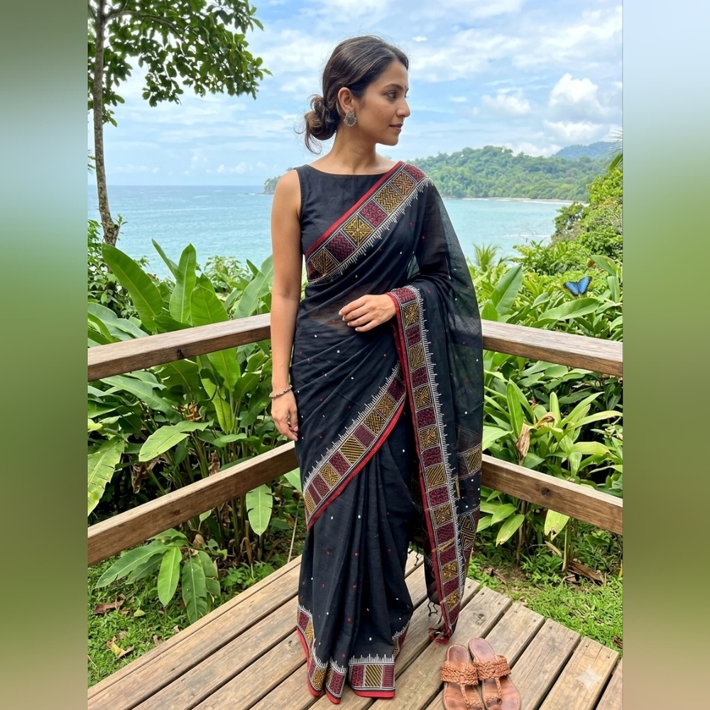 BRAND NEW PURE COTTON SAREE WITH AARI WORK